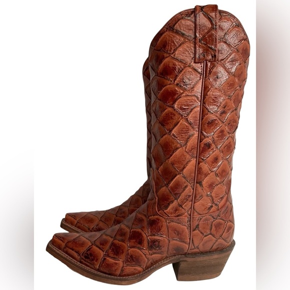 Nocona Bessie Full Pirarucu Print Cowboy boots size 9 - Picture 3 of 8